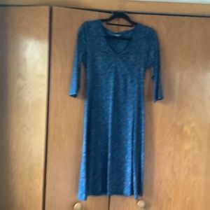 Blue knit 3/4 length sleeve dress